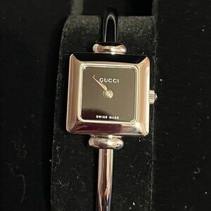 Gucci Black and Silver Square Face Watch